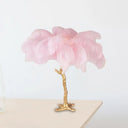 Coconut Tree Night Lamp: Artistic Feather Design Pink And Gold - Perfect Living Room Table Light