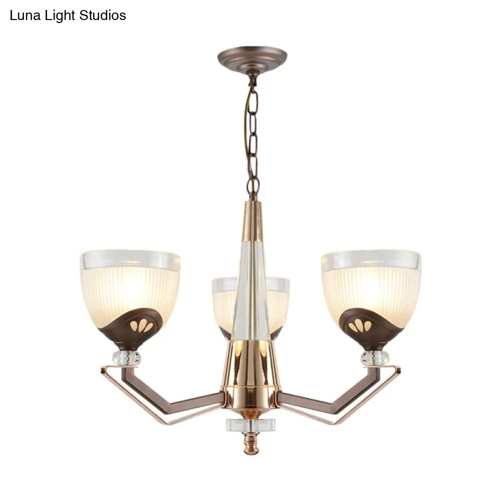Coffee Bowl Pendant Chandelier - Rural Style Cream Glass Suspension Lighting (3/6/8/10 Heads) Ideal