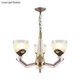 Coffee Bowl Pendant Chandelier - Rural Style Cream Glass Suspension Lighting (3/6/8/10 Heads) Ideal