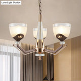 Coffee Bowl Pendant Chandelier - Rural Style Cream Glass Suspension Lighting (3/6/8/10 Heads) Ideal