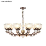 Coffee Bowl Pendant Chandelier - Rural Style Cream Glass Suspension Lighting (3/6/8/10 Heads) Ideal