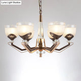 Coffee Bowl Pendant Chandelier - Rural Style Cream Glass Suspension Lighting (3/6/8/10 Heads) Ideal