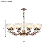 Coffee Bowl Pendant Chandelier - Rural Style Cream Glass Suspension Lighting (3/6/8/10 Heads) Ideal