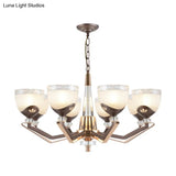 Coffee Bowl Pendant Chandelier - Rural Style Cream Glass Suspension Lighting (3/6/8/10 Heads) Ideal