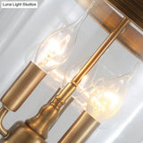 Colonial 3-Head Clear Glass Candle Chandelier Pendant Light Fixture For Living Room