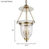 Colonial 3-Head Clear Glass Candle Chandelier Pendant Light Fixture For Living Room