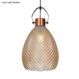 Colonial Amber Glass Jar Pendant Hanging Light - 8/10/12 Width Bedroom Lighting Fixture
