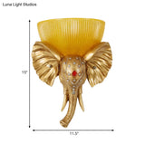 Colonial Bowl Wall Mount Lamp - Amber Glass With Elephant Nose Design Left/Right