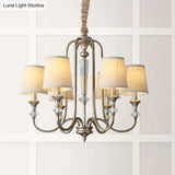 Colonial Candle Chandelier Ceiling Lamp Metallic Suspension For Living Room