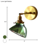 Colonial Curved Glass Wall Sconce With Prism Clear/Green Light Fixture