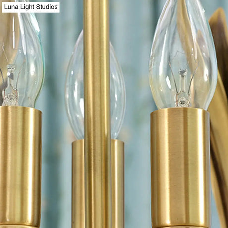 Colonial Gold Metal Candle Chandelier: 3-Bulb Hanging Lamp For Restaurants