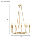 Colonial Gold Metal Chandelier Pendant Light - 6/8 Bulb Candle Ceiling Fixture For Dining Room