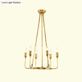 Colonial Gold Metal Chandelier Pendant Light - 6/8 Bulb Candle Ceiling Fixture For Dining Room
