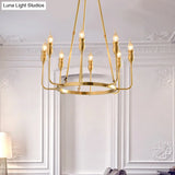Colonial Gold Metal Chandelier Pendant Light - 6/8 Bulb Candle Ceiling Fixture For Dining Room