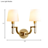 Colonial Gold Tapered Wall Lamp Sconce With Frosted Glass And Crystal Accent - Mounted Light