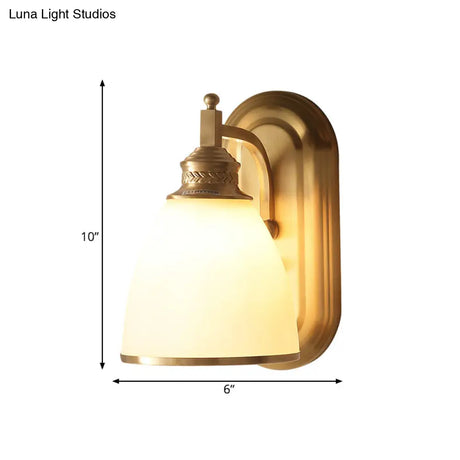 Colonial Gold Wall Sconce With Frosted Glass Shade For Bedroom