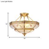 Colonial Ivory Glass Ceiling Light With Brass Mount For Living Room