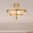 Colonial Ivory Glass Ceiling Light With Brass Mount For Living Room
