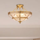 Colonial Ivory Glass Ceiling Light With Brass Mount For Living Room