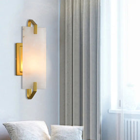 Colonial Marble Gold Wall Mounted Lamp Rectangular Bedroom Flush Mount