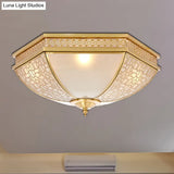 Colonial Opal Frosted Glass Dome Bedroom Flush Mount Light - Brass Ceiling Lamp (3 Bulbs)