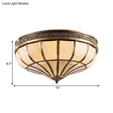 Colonial Opaque Glass Dome Bedroom Flush Mount Lamp Brass Ceiling Light Fixture - 3/4 Bulbs