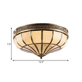 Colonial Opaque Glass Dome Bedroom Flush Mount Lamp Brass Ceiling Light Fixture - 3/4 Bulbs 12.5/16
