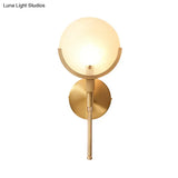 Colonial Oval Milk Glass Wall Sconce With Brass Fixture - 1 Bulb Living Room Lighting