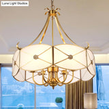 Colonial Scalloped White Glass Chandelier Pendant Light - Elegant Dining Room Suspension Lamp