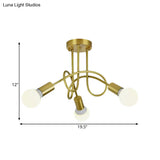 Colonial Sputnik Semi Flush Mount Ceiling Light In Gold With Opal Glass Shade - 3/4/5-Light Metal