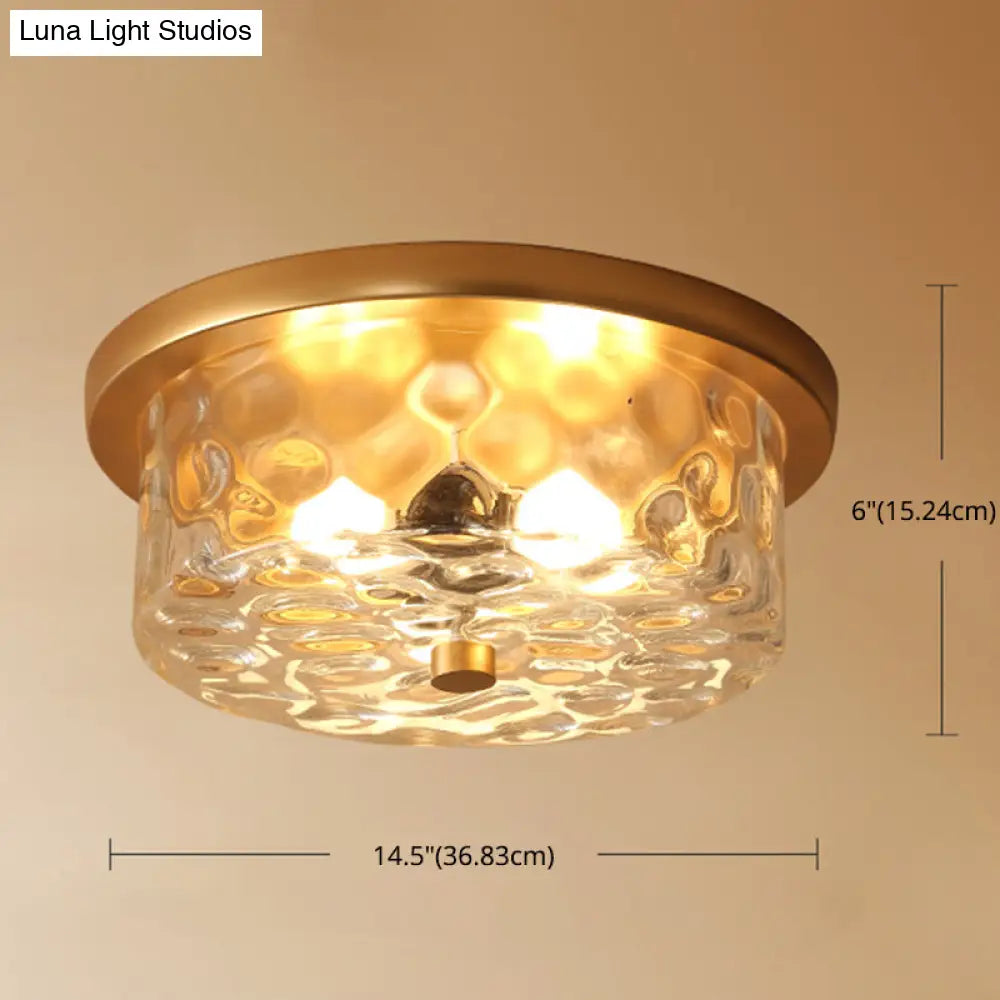 Colonial Style Glass Shade Ceiling Light - Polyhedron Flush - Mount For Bedroom