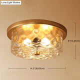 Colonial Style Glass Shade Ceiling Light - Polyhedron Flush - Mount For Bedroom