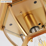 Colonial Style Glass Shade Ceiling Light - Polyhedron Flush - Mount For Bedroom