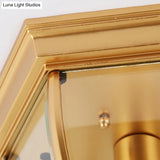 Colonial Style Glass Shade Ceiling Light - Polyhedron Flush - Mount For Bedroom