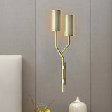 Colonial Tubular Metal Wall Sconce - Black/White 2-Light Indoor Lamp White