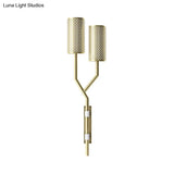 Colonial Tubular Metal Wall Sconce - Black/White 2-Light Indoor Lamp