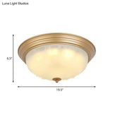 Colonial White Glass Bowl Flush Mount Ceiling Light With Gold Finish - 2/3 Heads 16’/19.5’ Width
