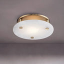 Colonial White Glass Ceiling Light Fixture With Gold Circle Accent - 3-Light Semi Flush Mount For