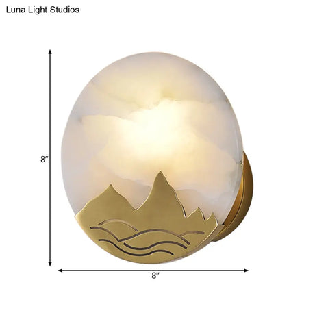 Colonialist Marble Gold Ring Flush Mount Wall Light For Living Room - 1 Head