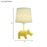 Colorful Cartoon Animal Table Lamp With Fabric Shade - Pink Elephant Peacock Blue Or Yellow