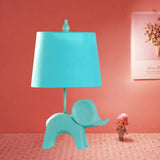Colorful Cartoon Animal Table Lamp With Fabric Shade - Pink Elephant Peacock Blue Or Yellow