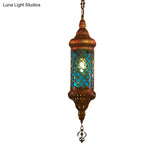 Colorful Glass Lantern Pendant Light For Restaurant - Traditional Design