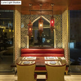 Colorful Glass Lantern Pendant Light For Restaurant - Traditional Design