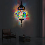 Colorful Glass Pendant Ceiling Light Fixture - Traditional Global Style With 1/4 Heads In Chrome For