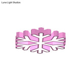 Colorful Led Flush Light Macaron Red/Yellow/Green Ceiling Mount Fixture For Nursery School With