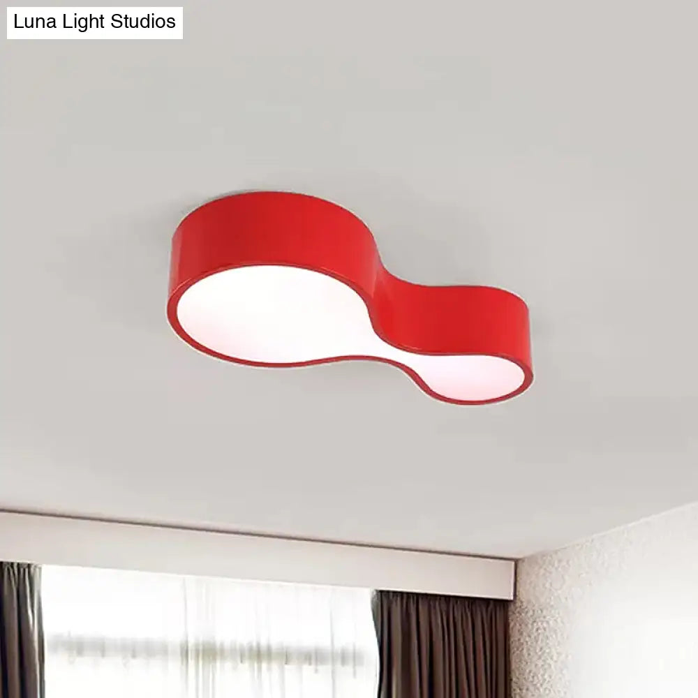 Colorful Led Flush Mount Lamp For Kids’ Corridors - Red/Yellow/Blue Finish With Gourd Acrylic Shade