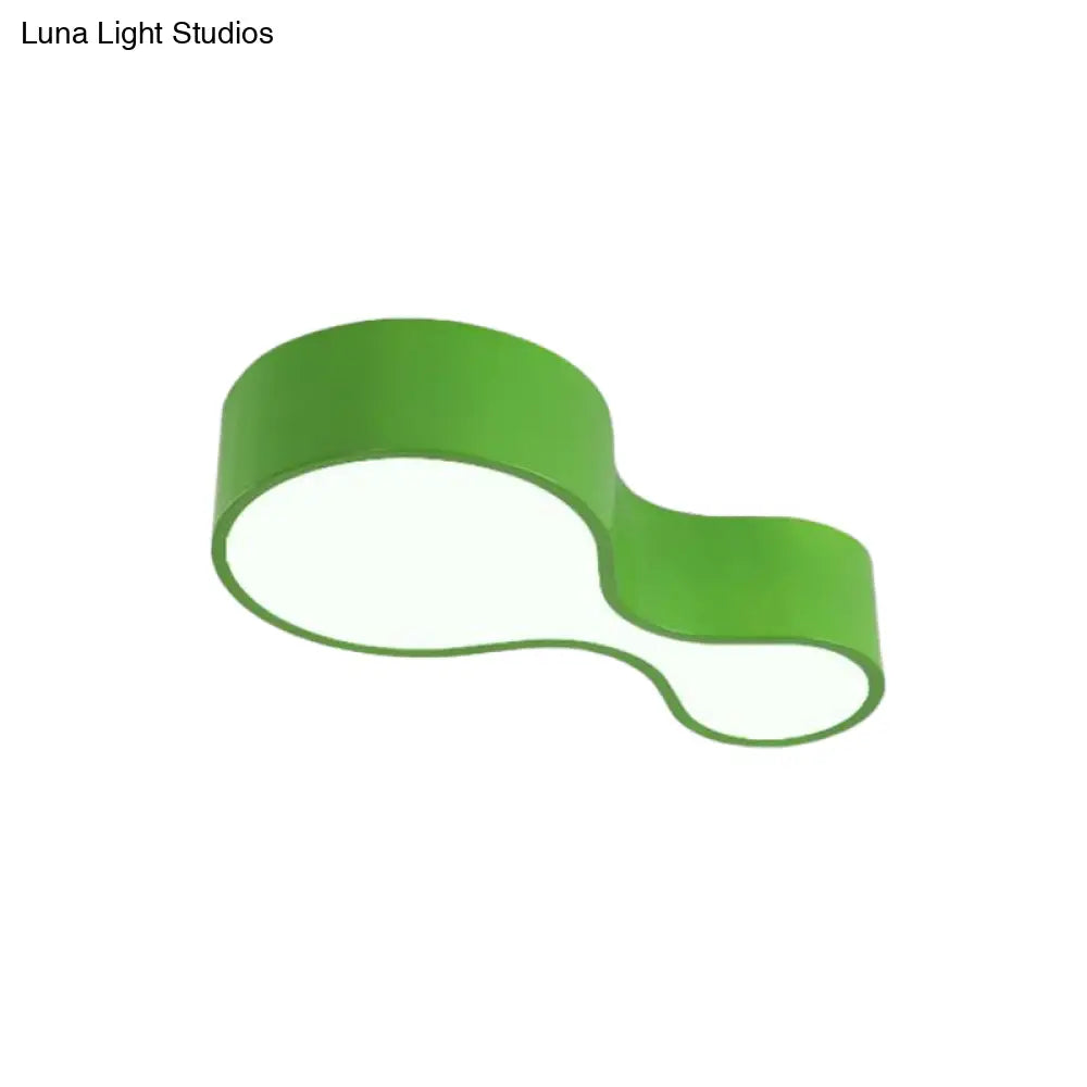 Colorful Led Flush Mount Lamp For Kids’ Corridors - Red/Yellow/Blue Finish With Gourd Acrylic Shade