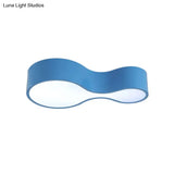 Colorful Led Flush Mount Lamp For Kids’ Corridors - Red/Yellow/Blue Finish With Gourd Acrylic Shade
