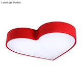 Colorful Led Heart Flush Mount Ceiling Light For Parlor With Minimalistic Acrylic Design