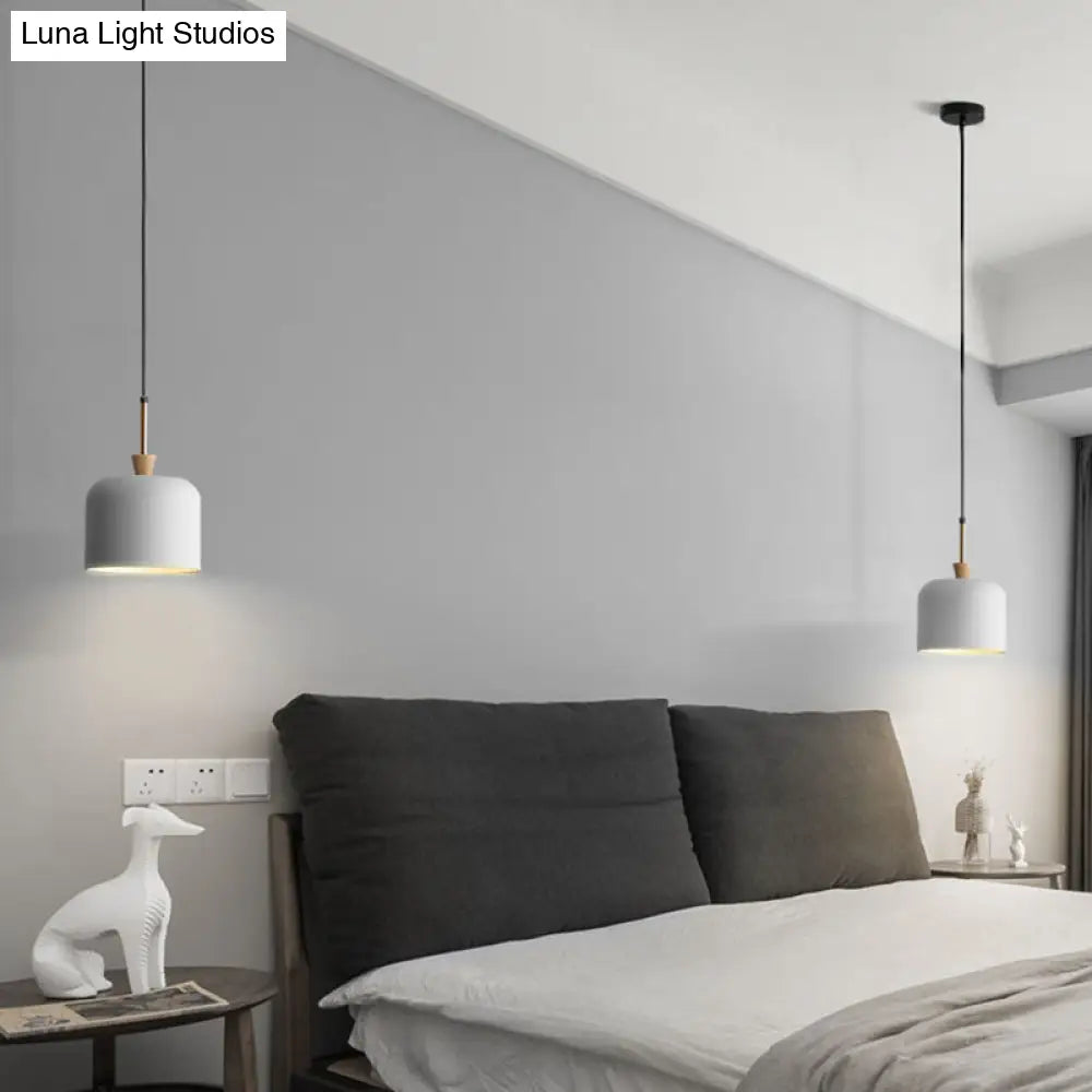 Colorful Macaron Pendant Light With Metal Shade - Industrial Hanging Lamp